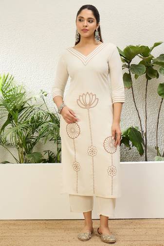 Off-white premium designer festive wear readymade suit