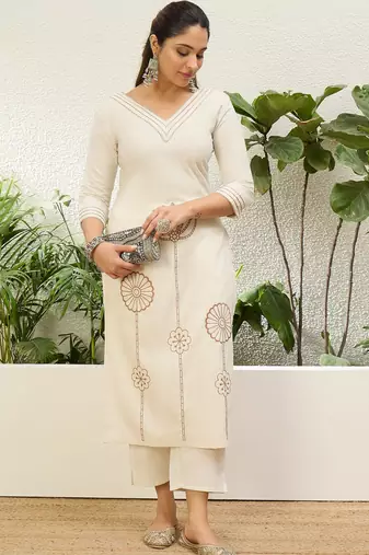 Off-white premium designer festive wear readymade suit