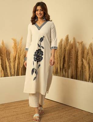 Off-white premium designer festive wear readymade suit 1