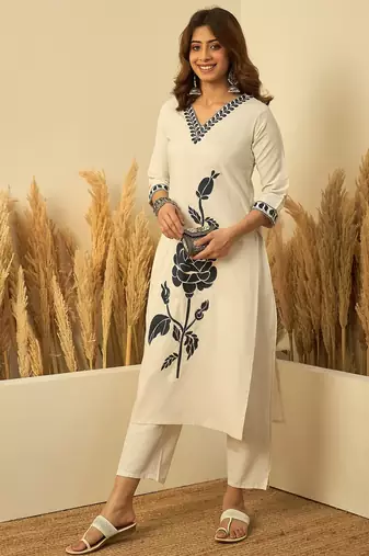 Off-white premium designer festive wear readymade suit