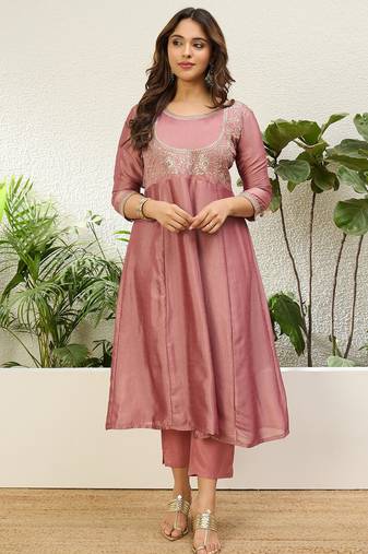 Baby-pink premium designer festive wear readymade suit