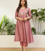 Baby-pink premium designer festive wear readymade suit