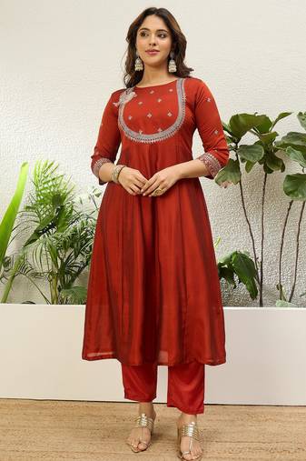Mustard premium designer festive wear readymade suit
