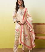 Cream premium designer festive wear readymade suit