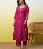 Red premium designer festive wear readymade suit