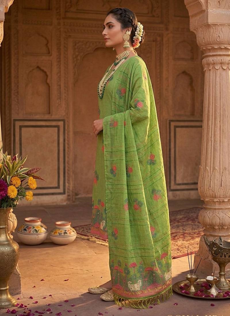 Pista handwoven jamdani cotton suits 3pis pair