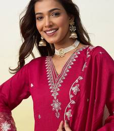 Dark-rani-pink premium designer festive wear readymade suit