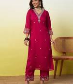 Dark-rani-pink premium designer festive wear readymade suit