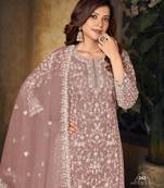 Enchanting Mauve Heavy Cording Work Net Salwar Suit