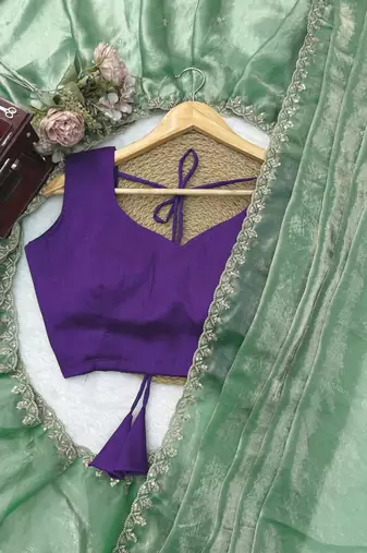 Sea Green Color Intricate Thred With Sequnce Work Silk Blend Saree