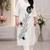 Women white & black floral embroidered kurta with trousers