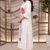 Women white & red floral embroidered kurta with trousers