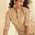 Cream silk blend readymade suit with beads & embroidery work