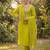 Parrot green embroidered straight kurti pant set with scallop border dupatta