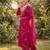 Rani pink embroidered straight kurti pant set with scallop border dupatta