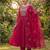 Rani pink embroidered straight kurti pant set with scallop border dupatta