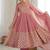 Women onion pink embroidered anarkali kurta with pants & dupatta set