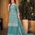 Stunning deep aqua Heavy Cording Work Net Salwar Suit