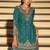 Dark-turquoise embroiderd silk blend palazzo suit