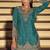 Dark-turquoise embroiderd silk blend palazzo suit