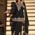 Black embroiderd silk blendpalazzo suit