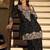 Black embroiderd silk blendpalazzo suit