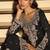 Black embroiderd silk blendpalazzo suit