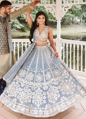 Grey Net Lehenga Choli 1