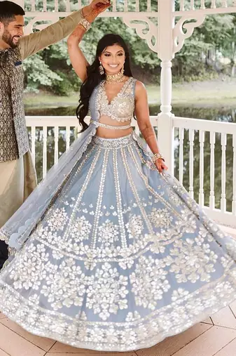 Grey Net Lehenga Choli