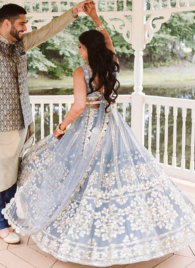 Grey Net Lehenga Choli