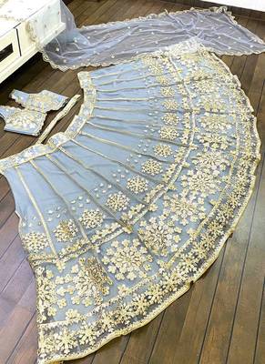 Grey Net Lehenga Choli 3