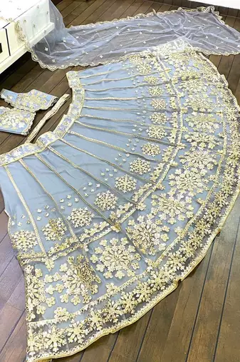 Grey Net Lehenga Choli