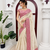 Off White Color Intricate Thred With Sequnce Work Glass Organza Silk Blend Saree 