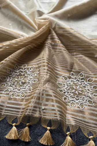 New Rich Soft TRUSSER Golden Zari Weaving Saree With Blouse Set For Women's