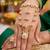 White stone & agate stone haath phool (hath panja) | lacquer gold plated