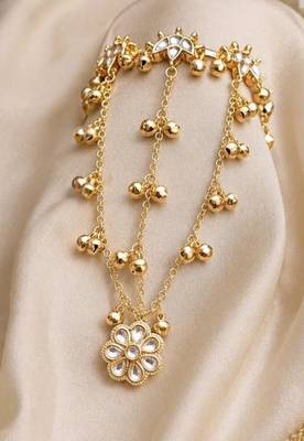 White stone & agate stone haath phool (hath panja) | lacquer gold plated 2