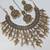 gold color mehandi-plated agate stone necklace set with earrings & maang tikka