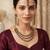 mehandi-plated agate stone necklace set with earrings & maang tikka
