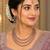 Baby pink mehandi-plated agate stone necklace set with earrings & maang tikka