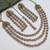 Baby pink mehandi-plated agate stone necklace set with earrings & maang tikka