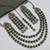 Green mehandi-plated agate stone necklace set with earrings & maang tikka