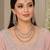 Pink & pista mehandi-plated agate stone necklace set with earrings & maang tikka