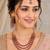 Maroon mehandi-plated agate stone necklace set with earrings & maang tikka