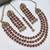 Maroon mehandi-plated agate stone necklace set with earrings & maang tikka