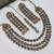 Purple mehandi-plated agate stone necklace set with earrings & maang tikka