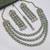 Pista mehandi-plated agate stone necklace set with earrings & maang tikka