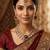 Maroon mehandi-plated agate stone & kundan necklace set with earrings & maang tikka