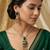 Green mehandi-plated agate stone & kundan necklace set with earrings