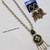 Green mehandi-plated agate stone & kundan necklace set with earrings