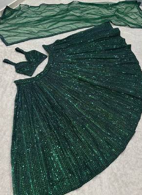 Green Net silk blend lehenga Choli 3